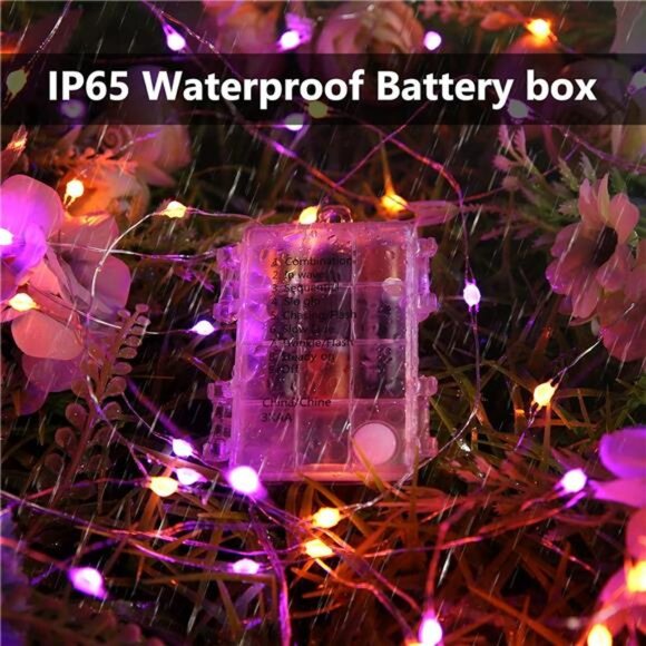 Orange Purple Halloween Fairy Lights, 2-Pack 16.4FT 50LED Battery String Lights - Picture 4 of 7